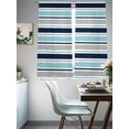 thumbnail image 4 of Grey Blue Striped Sheer Curtains 72 Inch Length 2 Panels Set Window Treatments, Farmhouse Stripes Abstract Art Navy Blue Rod Pocket Semi Curtains for Living Room/Bedroom/Kitchen Décor, 104"W x 72"L, 4 of 7