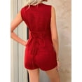 thumbnail image 5 of Women's Linen Shorts Set with Button Down Shirt Vest 2-Piece Summer Vacation Outfit Red S, 5 of 6
