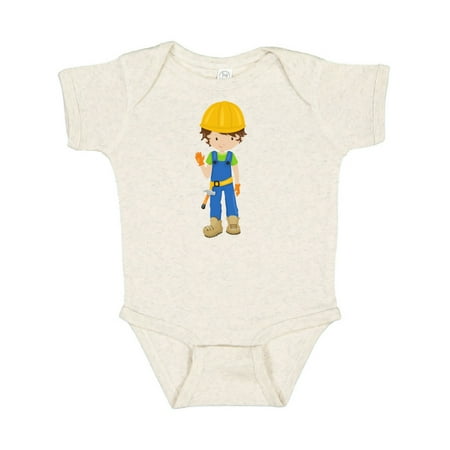 

Inktastic Construction Worker Brown Hair Boy With Hammer Gift Baby Boy Bodysuit