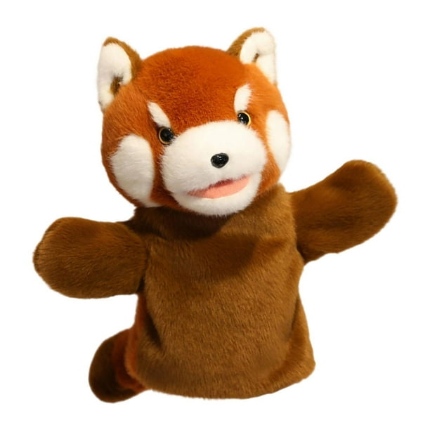 Marionetas de mano, marionetas interactivas, material didáctico de bromas, juguete de peluche, guantes para la cabeza mapache