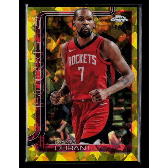 Collectible 2025 Topps Chrome Kevin Durant #155 Gold Atomic Refractor 19/50 Houston Rockets Basketball Card Houston Rockets NBA Basketball Trading Card