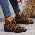 thumbnail image 5 of YUNAFFT Women's Boots Clearance, Women's Vintage Suede Leopard Print Mid-heel Chunky Ankle Boots, 5 of 9