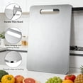 thumbnail image 4 of 3-Piece Stainless Steel Cutting Board Set, Rust-Resistant Kitchen Prep Boards with Handles for Meat, Vegetables and Fruits, Easy to Clean and Stackable for Storage, 4 of 8