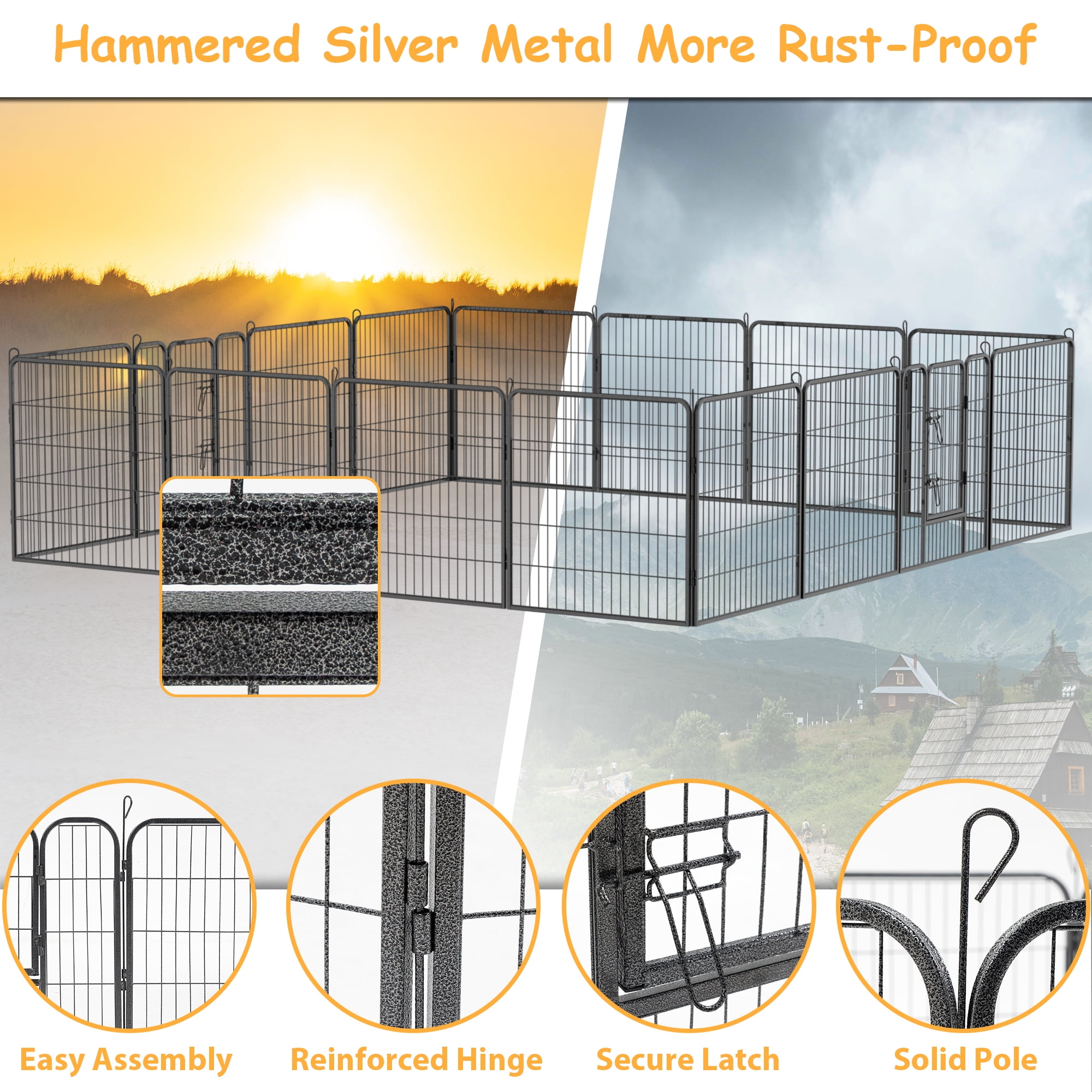 Pefilos 16-Panel Heavy Duty Metal Pet Playpen Portable Outdoor Folding 31.5"x31.5" Large Indoor Metal Puppy Dog Run Fence 2 Doors, Black Pefilos 16-Panel Heavy Duty Metal Pet Playpen Portable Outdoor Folding 31.5"x31.5" Large Indoor Metal Puppy Dog Run Fence 2 Doors, Black