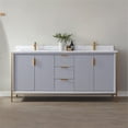 thumbnail image 4 of Vinnova Granada 72" White Faux Stone Top Double Vanity in Paris Gray No Mirror, 4 of 12