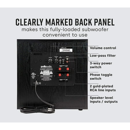 Polk Audio - PSW10 10" Powered Subwoofer, 100W Peak Power, Compact Design, Easy Setup with Home Theater Systems - Black