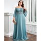 thumbnail image 2 of Plus Size Wedding Guest Dresses Women Strapless Applique Long Sleeve Elegant Party Dresses Fashion Solid Color Long Maxi Dress, 2 of 5
