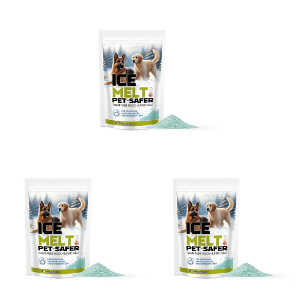 Inglocoh 2026 New Thawtful Blue Ice & Snow Melt 3.53oz - Fast Acting Granular Rock Salt for Driveways & Sidewalks, Safe for Pets & Concrete, Non Corrosive, Anti Refreeze,Resealable Bag (3PCS)