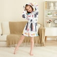 thumbnail image 3 of FORMRS Niños Bathrobe Unisex Hooded Robe Soft Plush Pajamas Sleepwear, Size 10-12T, White Simple Shapes, 3 of 7