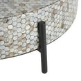 thumbnail image 6 of DecMode 38" x 13" Gray Mother of Pearl Shell Handmade Mosaic Inlay Geometric Coffee Table with Black Metal Legs, 1-Piece, 6 of 14