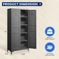 thumbnail image 2 of MIIIKO Storage Cabinet with Doors, Metal Pantry Cabinet, Tall Kitchen Storage Cupboard with 4 Shelves, Freestanding Cabinet for Laundry Room, Garage and Bathroom, 2 of 8