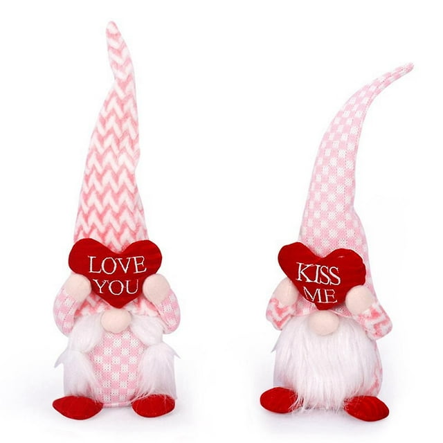 Gnomos De San Valentín Gnomo Rosa Para El Hogar Decoración De Bandeja Escalonada Del Día De San Valentín - Regalo De Gnomo