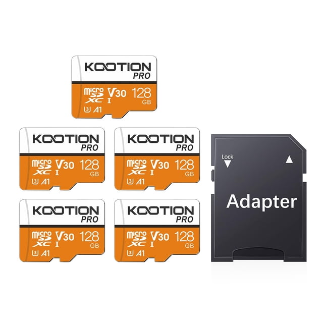 Tarjeta micro SD KOOTION de 128 GB U3 microSDXC con adaptador, paquete de 5