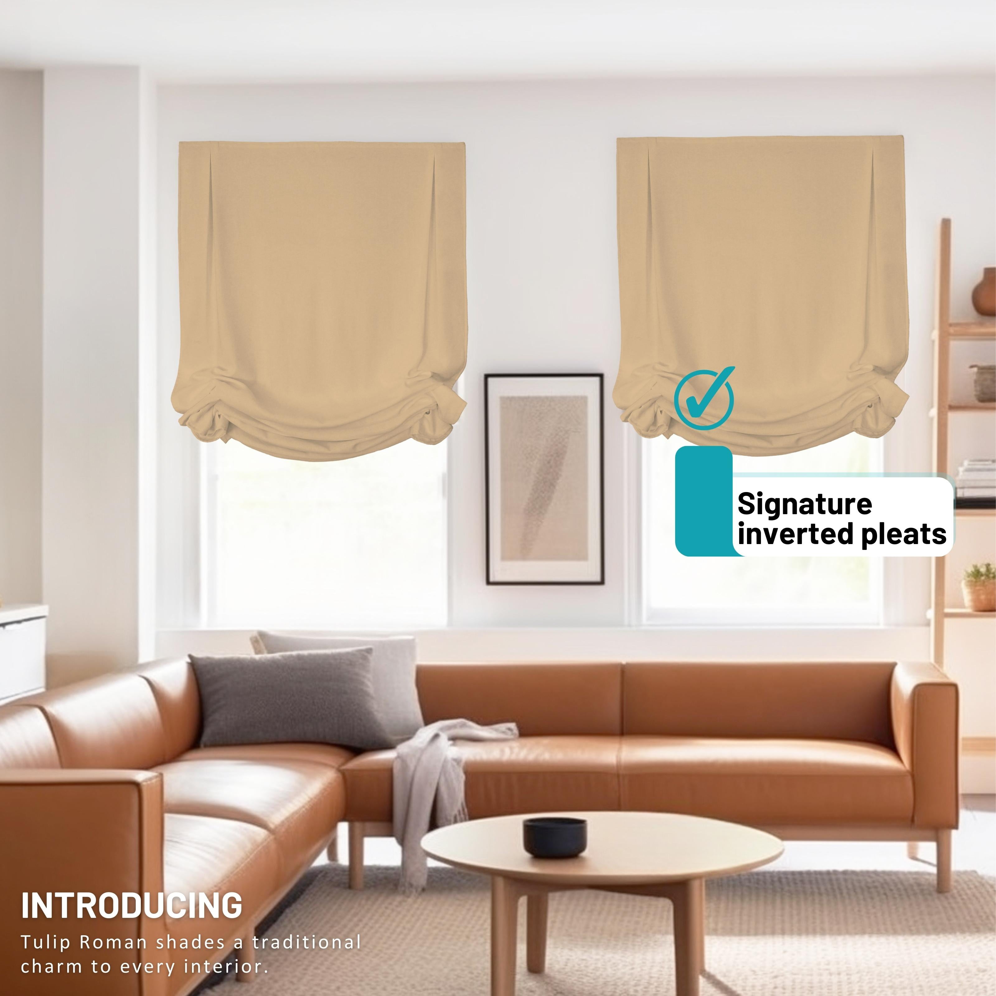Chicology Cordless Roman Shades, Khaki (Tulip), 23"W X 64"H