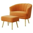 thumbnail image 2 of Andeworld Modern Accent Chair with Ottoman,Upholstered Single Sofa for Living Room,Bedroom(Orange), 2 of 6