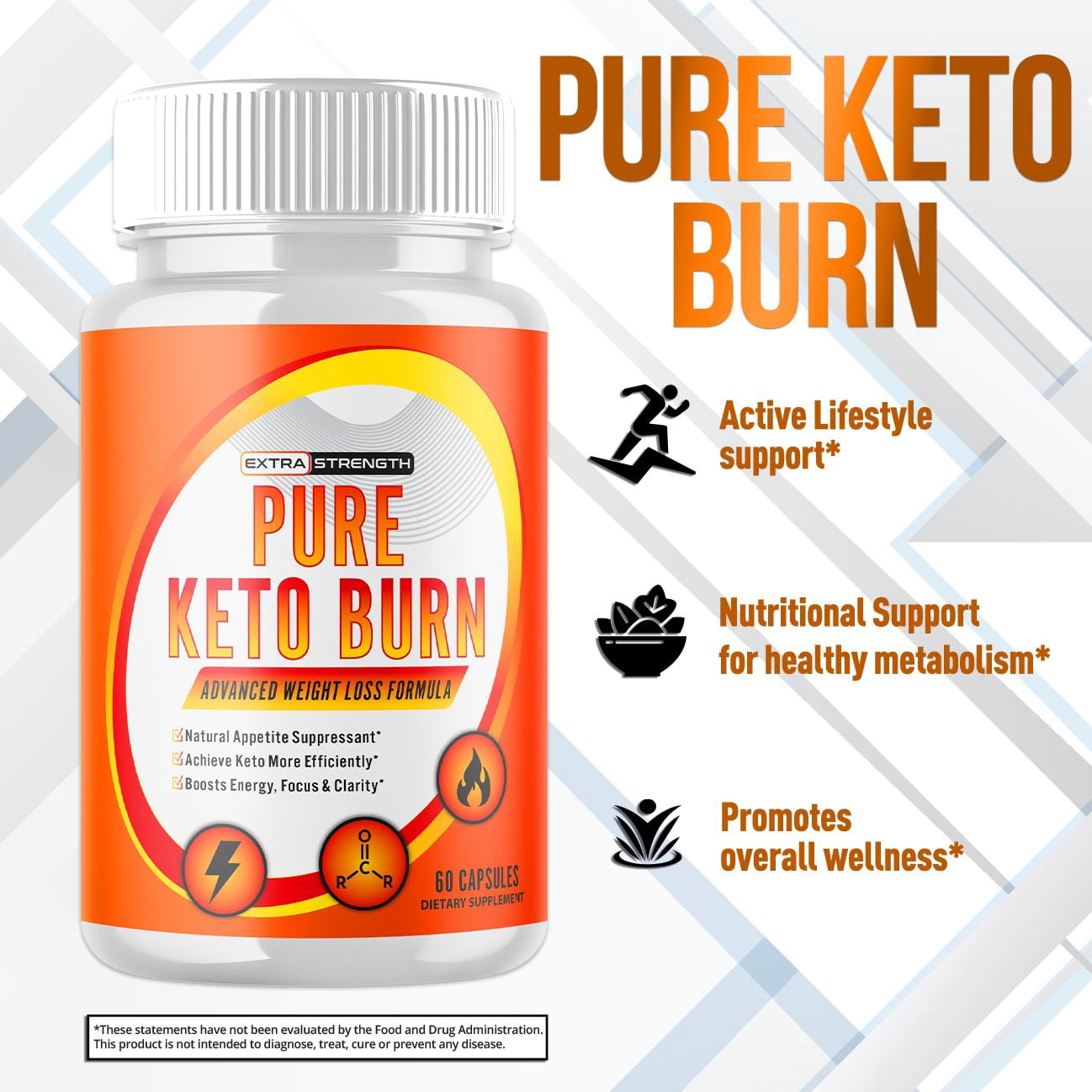 (3 Pack) Pure Keto Burn - Supplement for Weight Loss - Energy & Focus Boosting Dietary Supplements for Weight Management & Metabolism - Advanced Fat Burn Raspberry Ketones Pills - 180 Capsules