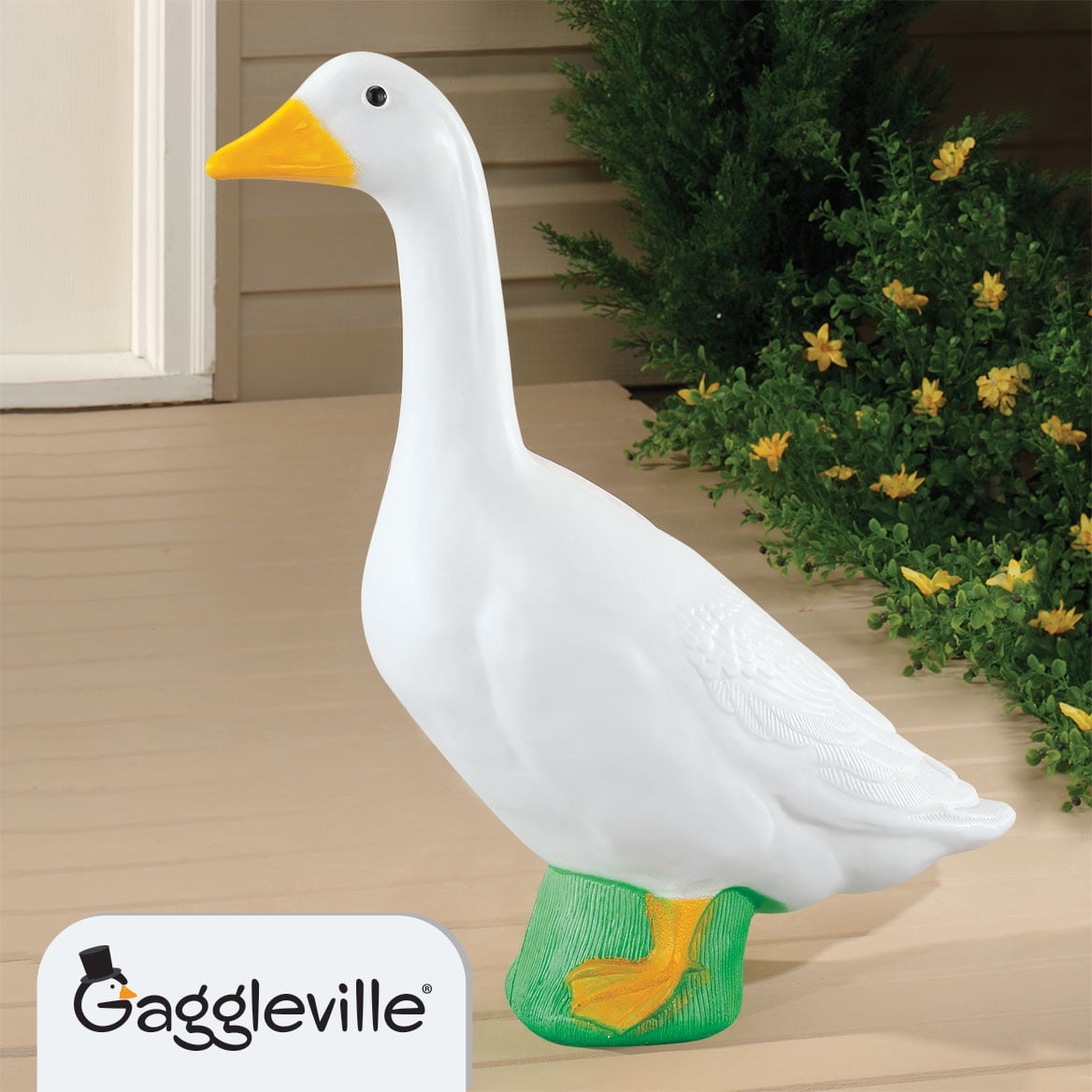 Official Gaggleville 23" Large White Goose, Plastic Garden Décor, Vibrant and Clean Painted Goose Feet - Indoor or Outdoor Decorative Figurine for Garden, Patio, or Entryway Accent
