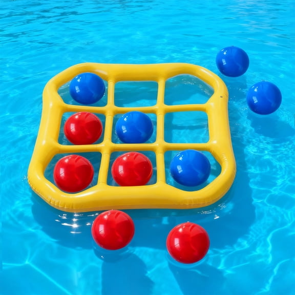 syligr Tic-Tac-Toe Pool Toys Games, Gaint Floating Tic Tac Toe Game with 10 Balls, Summer Swimming Pool Parties Beach Lawn Outdoor Water Activities Interactive Family Game, 51x54 Inch