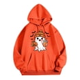 thumbnail image 1 of Sudadera con capucha de fantasma de Halloween roja con diseño de calabaza y auriculares, sudadera acogedora para hombres y mujeres, 1 of 3