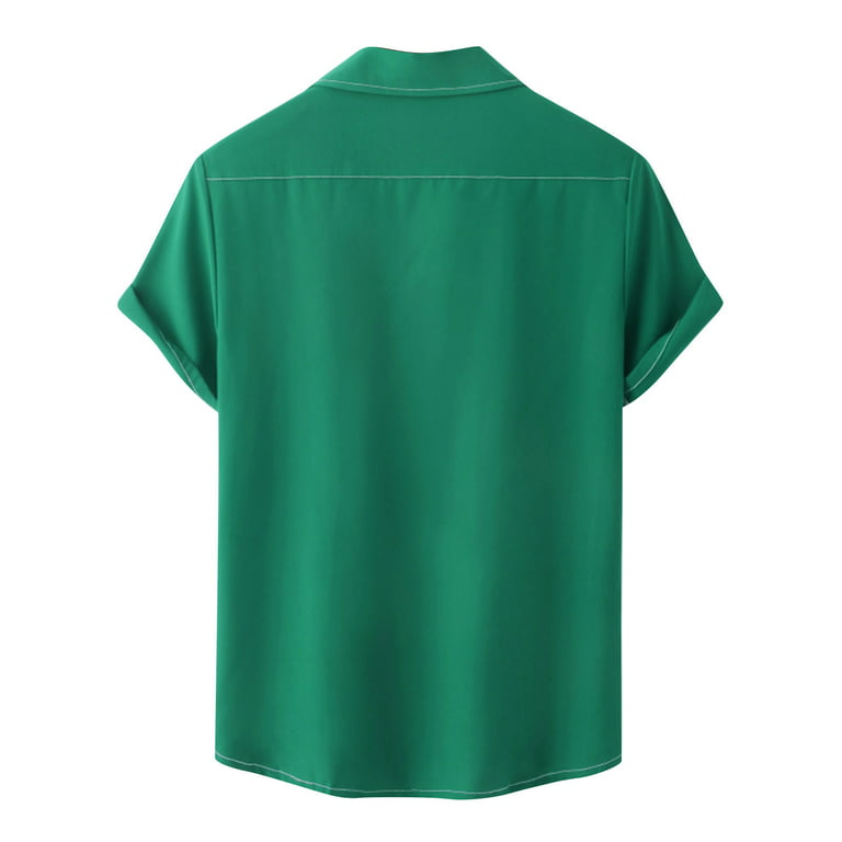 Marino Bay Green Fishing Shirt Button Up Short Sleeve Collared Adult Men's  XL 