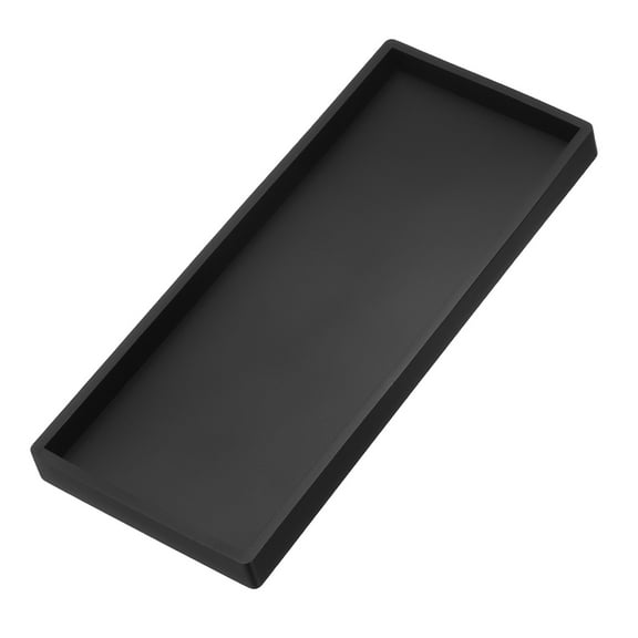 Unique Bargains Silicone Bathroom Tray Soap Dispenser Tray Holder Black 12" x 5"