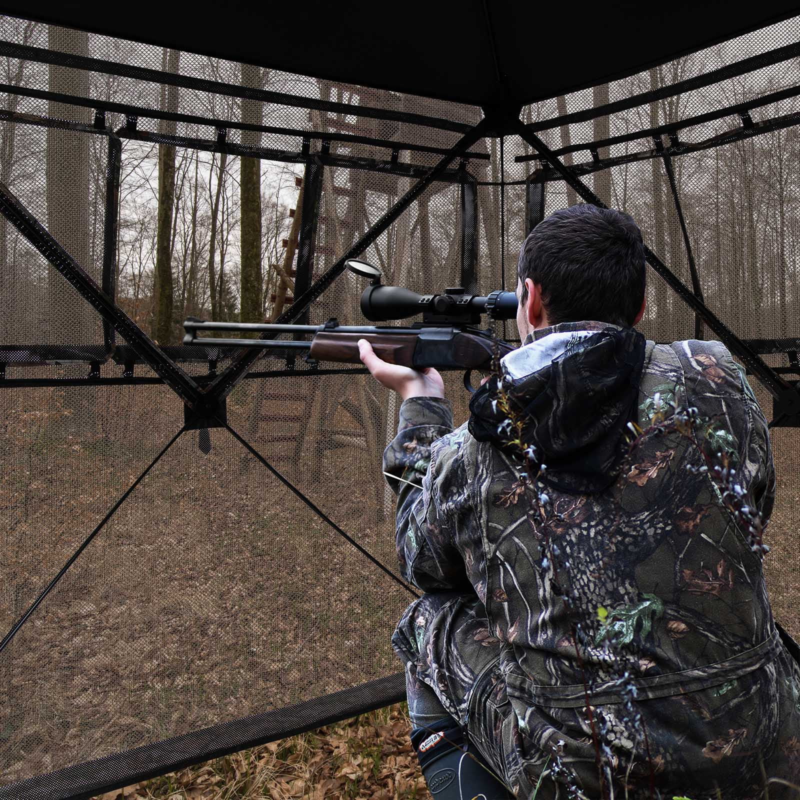 Costway Hunting Blind Portable Pop Up Ground Tent 2-3 Person with Carry Bag Storage Pocket