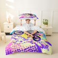 thumbnail image 2 of Castle Fairy Pop Art Motocross Twin Bedding for Teens, Bright Burst Jump Duvet Cover Set for Vibrant Bedroom, Purple Pink,2pcs,No Comforter, 2 of 6