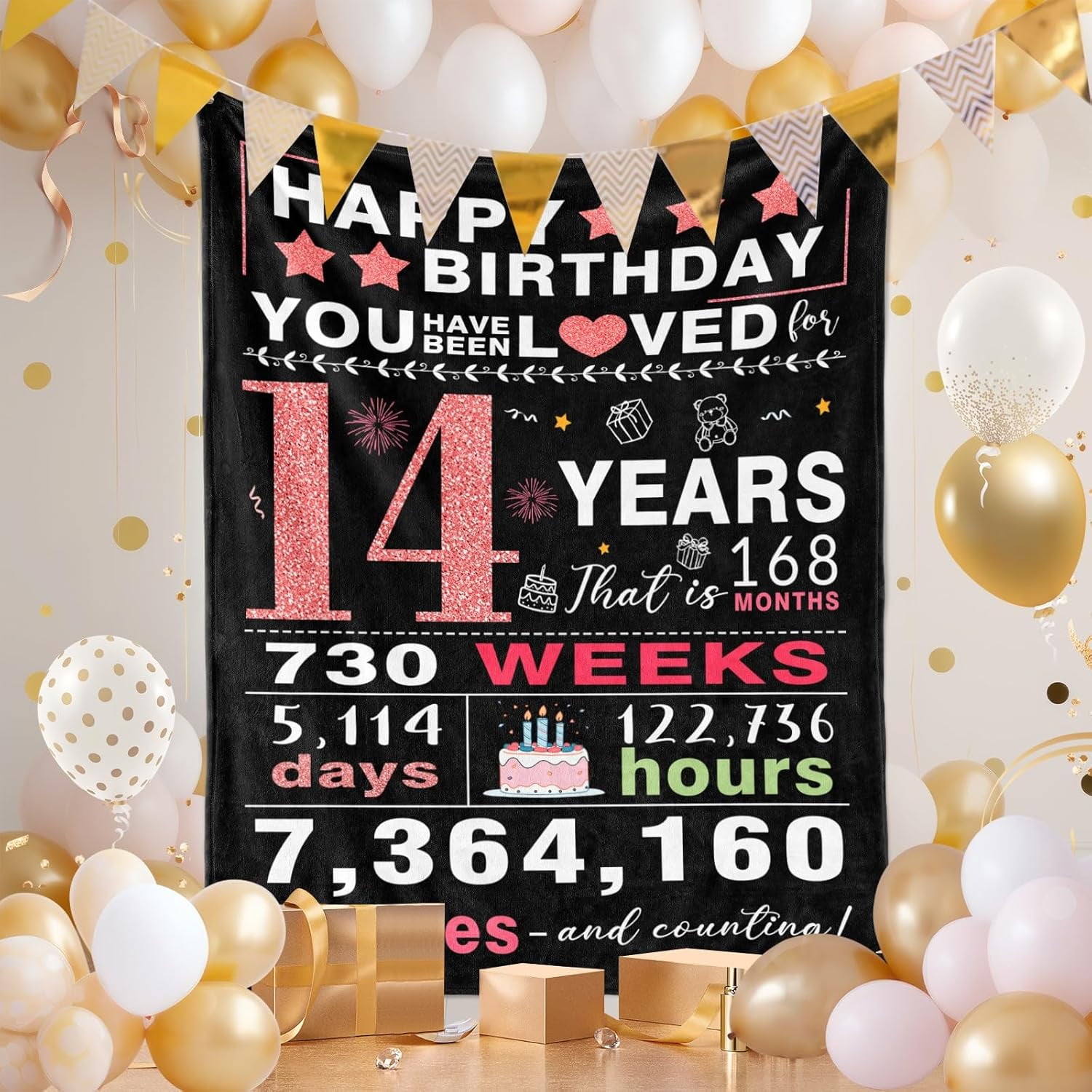 14 Year Old Girl Gifts, Gifts for 14 Year Old Girl, 14th Birthday Gifts for Girls, Birthday Gifts for Teen Girls, Teenager Girl Gift Ideas, 14th Birthday Decorations for Girls Blanket 50x60