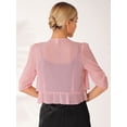 thumbnail image 2 of Kaerm Women's Open Front Shrug 3/4 Sleeve Cropped Cardigan Blazer Coat Pink 4XL, 2 of 6