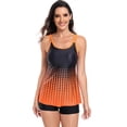 thumbnail image 2 of Women 2 Piece Tankini Sets Tummy Control Bathing Suit Backless Swimwear Dot Print U-Neck Sleeveless Camisole and Elastic Shorts Summer Slimming Swimsuit for Beachwear, 2 of 7