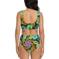 thumbnail image 3 of Wukai Hippie Style Women's Bikini Set Two Piece,wimsuit High Waisted V Neck Twist Front Adjustable Spaghetti Straps Bathing Suit-Small, 3 of 7