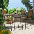 thumbnail image 4 of Nuu Garden 5-Piece Outdoor Dining Set, Patio Swivel Bar Stool, 4 High-Back Height Chairs with 1 Tempered Glass Table, All-Weather Textilene, Brown, 4 of 11