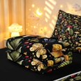 thumbnail image 6 of Homewish Wild Fungus Plant Zipper Twin Comforter Sets with Fitted Sheet and 2 Pillowcases,Vintage Mushrooms Zipper Bedding Set,Black,Black Reversible,4pcs, 6 of 8