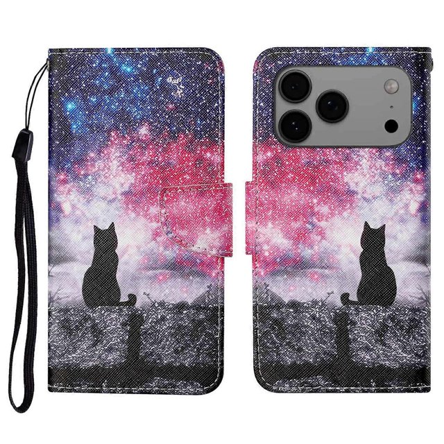 For iPhone 17 Pro Case Pattern Printing Protective Leather Folio Phone Cover with Wrist Strap - Mand