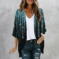 thumbnail image 5 of Hvyesh Plus Size Women Chiffon Kimono Cardigan Lightweight 3/4 Sleeve Open Front Tops Beach Wear Cover Up, 5 of 5