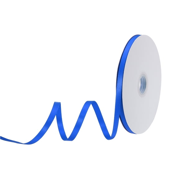 Uxcell Satin Ribbon Grosgrain Solid Silk Wedding Bouquet Ribbon for Valentine's Day Gift Wrapping Cake Box Bows Blue-1/4" x 50 Yard