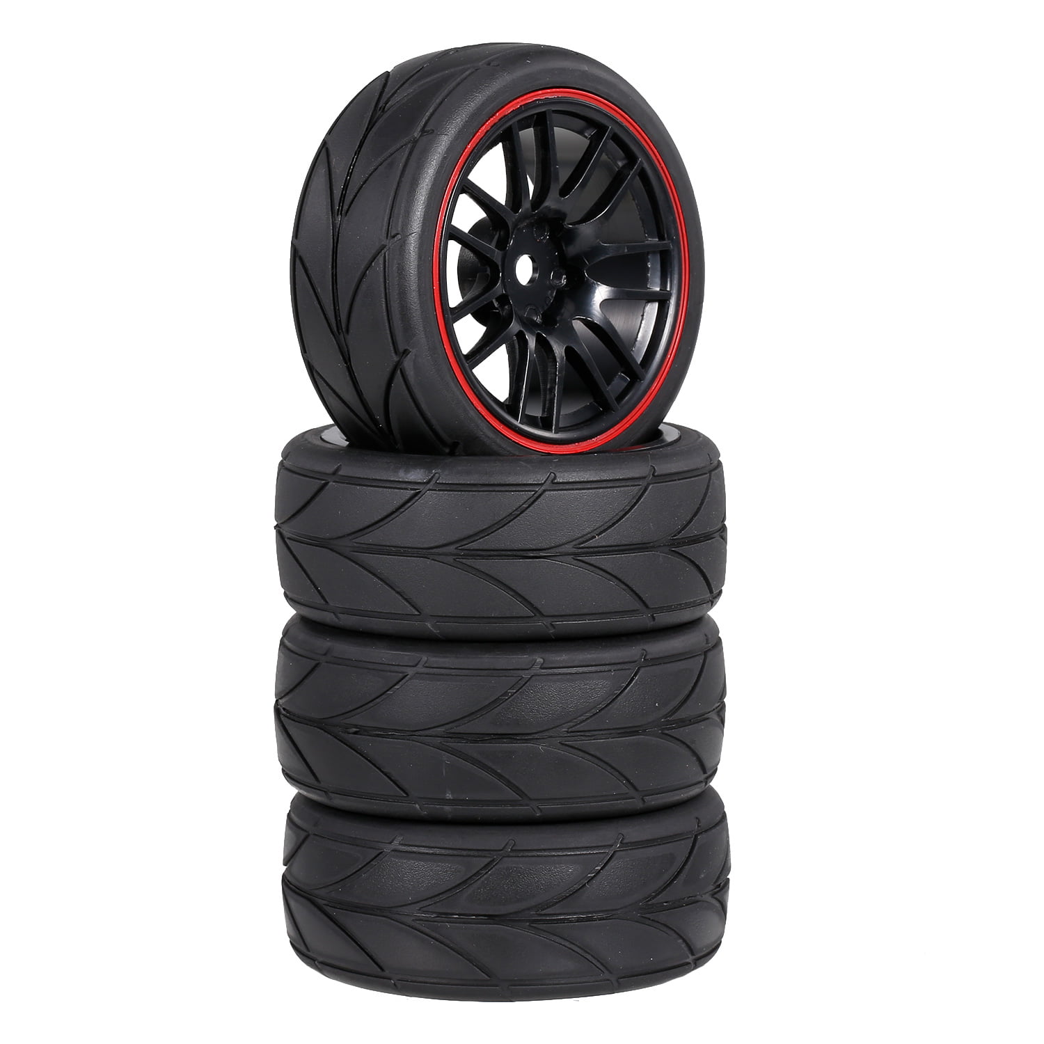 4pcs RC Flat Racing Tires Tyre Wheel Rim Fit HSP HPI 1:10 On-Road Car 6031-8010