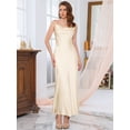 thumbnail image 3 of DARING DIVA Satin Spaghetti Strap Midi Cowl Neck Cocktail Dress S Champagne, 3 of 6