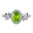 thumbnail image 4 of AoneJewelry Oval Shape Peridot and Diamond Ring In 10K Solid Rose, White & Yellow Gold, 4 of 5