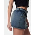 thumbnail image 6 of EMMIOL Women's Stretchy Mid-Waist Mini Denim Skort Skirt Y2K Vintage Casual Jean Skirt with Pockets Streetwear 90s Style, 6 of 10