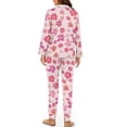 thumbnail image 2 of DISNIMO Women Pajama Sets Two-Piece Nightwear Flower Printed Long Sleeve Sleepwear Button Down Ladies Lounge Sets Fashion V Neck Loungewear with Long Pants, 2 of 6