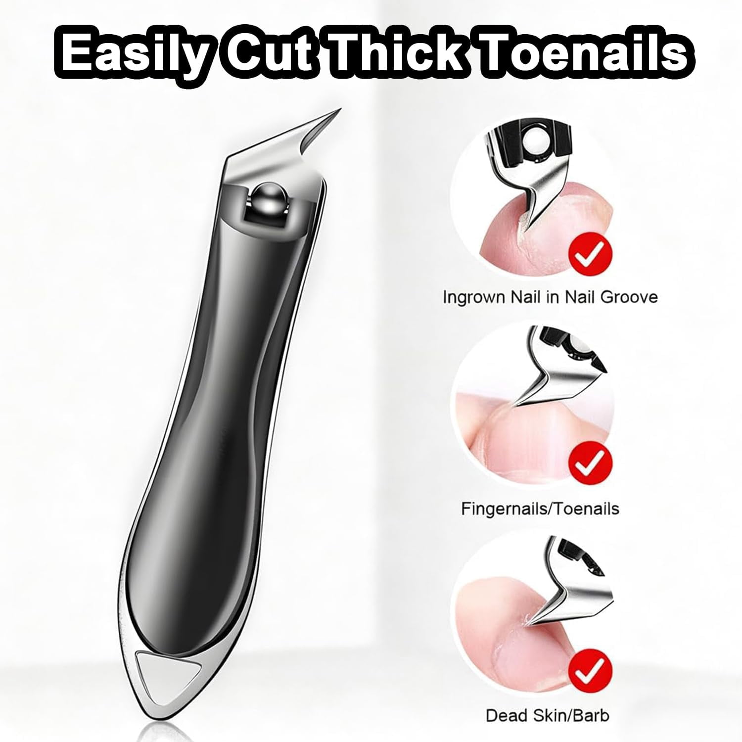 Electric Nail Clipper, 4-in-1 Rechargeable Automatic Nail Clipper Set with 3 Speed Gears/Nail File/Polishing/Trimmer/LED Light, Safe Smart Nail Clippers for for Baby, Kids, Adult and Seniors, White