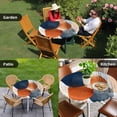 thumbnail image 4 of Navy Blue Burnt Orange Round Tablecloth for 36-44 Inch Tables, Fitted Table Cover with Elastic Edge, Artwork Vintage Geometric Waterproof Outdoor Table Cloth Protector for Patio Garden Dinner Picnic, 4 of 9