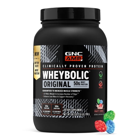 GNC AMP New Wheybolic, Whey Protein Powder, Fruity Cereal, 28.2 oz, 13 Servings