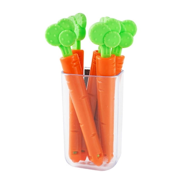 Lot de 5 clips de fermeture pour emballages alimentaires, en plastique, réutilisables et portables, en forme de carotte