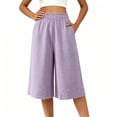 thumbnail image 6 of Noric Women's Plus Size Capri Pants Casual Wide Leg Casual Flowy Culottes Summer Lounge Beach Pants with Pockets, 6 of 7