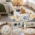 thumbnail image 6 of Area Rug 48in, Colorful Lavender Daisy on Linen Floor Carpet Living Room Rug, Summer Flower Butterfly Non-Slip Welcome Mat Indoor Rugs for Bedroom Dining Room, 6 of 9