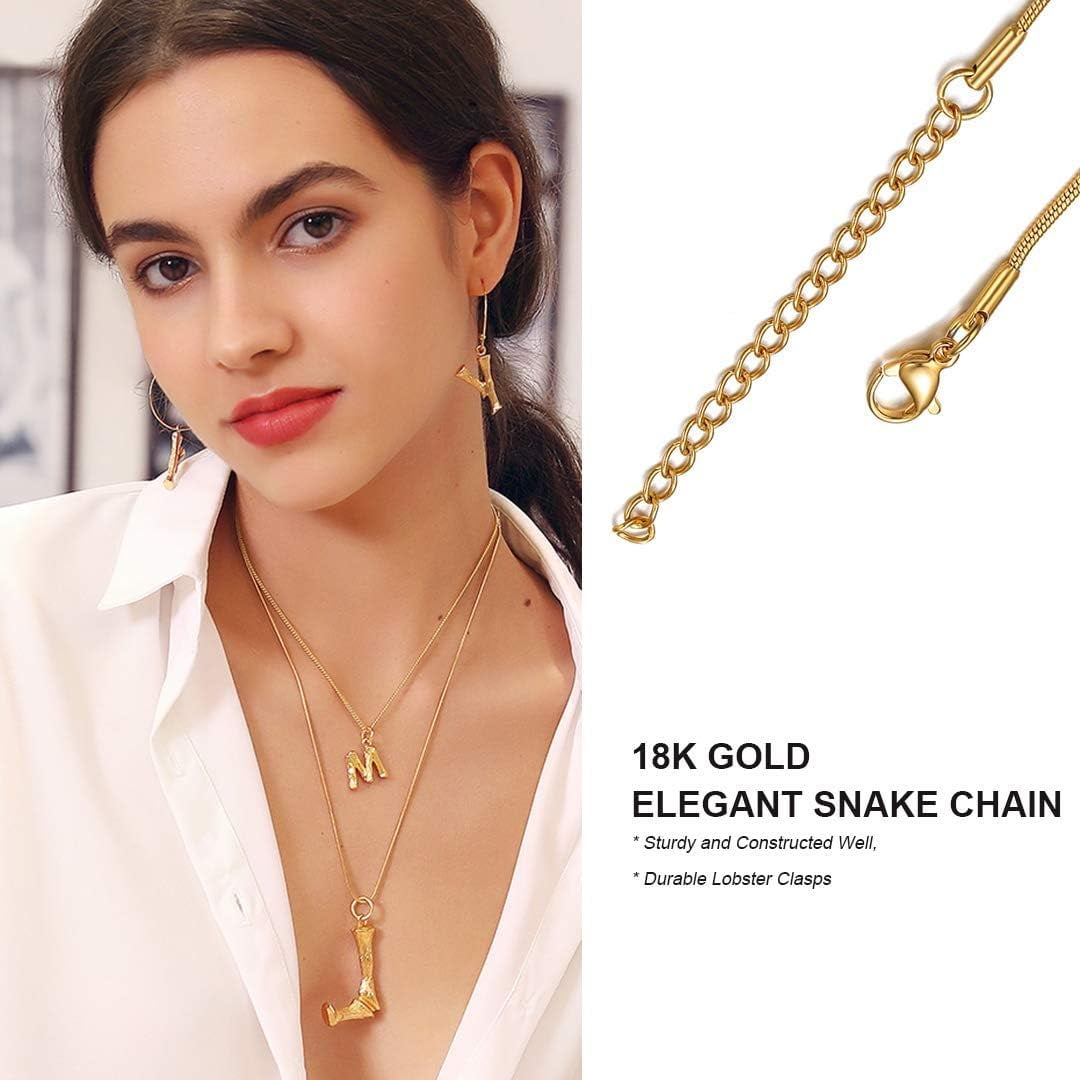ChainsHouse 1.0mm Thin Gold Plated Snake Chain Necklaces for Women Men Waterproof Silver Lobster Clasp 18"-30" Jewelry Gift