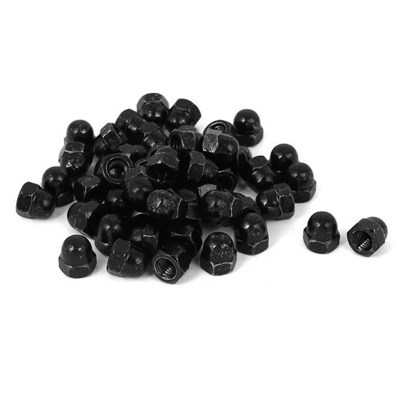 Unique Bargains M6 Thread Dia Dome Head Carbide Steel Cap Acorn Hex Nuts Black 50Pcs