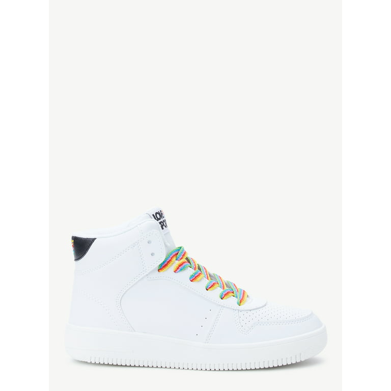 Love & Sports Women's Lace-up High-Top Sneakers (Alternate Rainbow Lace  Included) 